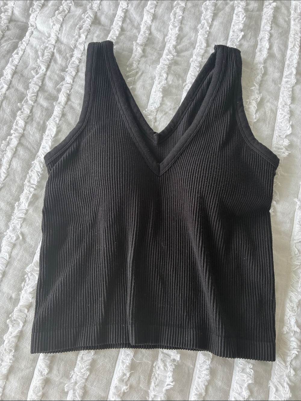 Women's Black Ribbed V-Neck Tank - Sleek Everyday Layering